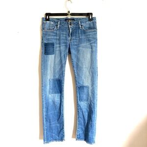 Lucky Brand Vintage 2000s Y2k Blue Low Rise Straight Leg Jeans Patchwork 27